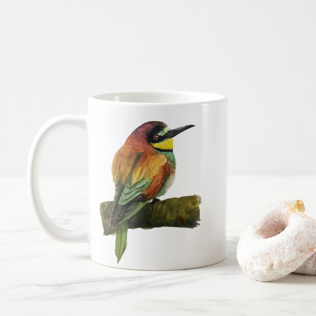 Caneca De Café Ceramic mug with Bee-eater design (Com Donut)