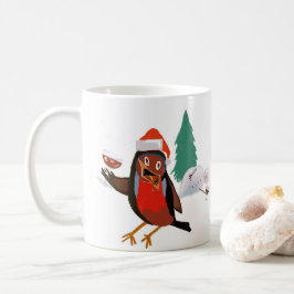 Caneca De Café Ceramic mug with Christmas Cheer Robin design