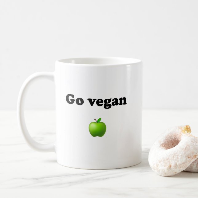 Caneca De Café Ceramic mug with Go Vegan design (Com Donut)
