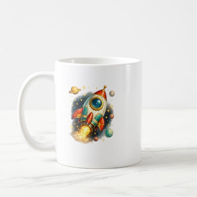 Caneca de Café Cerâmica de Lançamento de Foguete E (Esquerda)