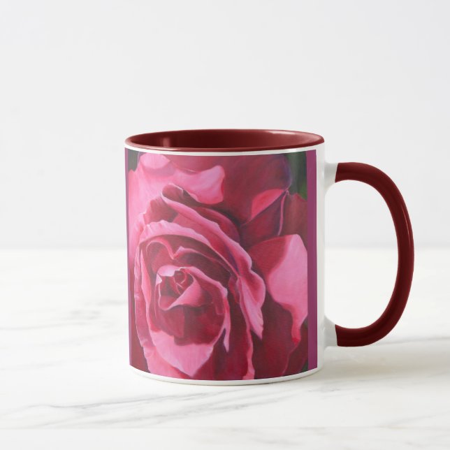 Caneca de café cerâmica do rosa do rosa (Direita)