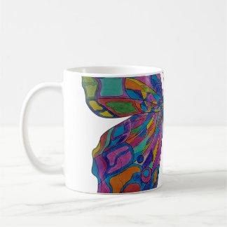 Caneca de Café Cerâmica Floral Borboleta Arco-Íris