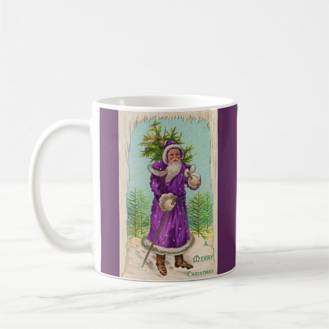 Caneca De Café cerca de 1910 Papai Noel em robe roxo (Esquerda)