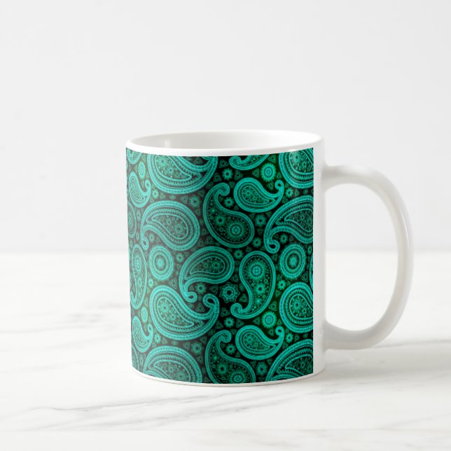 Caneca De Café Cerceta de luxe de Paisley | (Direita)