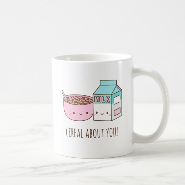 Caneca De Café Cereal e Leite Fofo Sério Sobre Você Trocadilho (Direita)