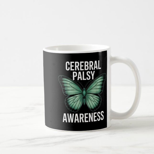Caneca De Café Cerebral Palsy Awareness Butterfly Suprters And Ad (Direita)