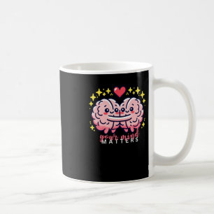 Caneca De Café Cérebro Bonito Com Vinheta Cardíaca