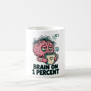 Caneca De Café Cérebro com 1 Porcento de Café Fun Tired Brain