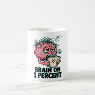 Caneca De Café Cérebro com 1 Porcento de Café Fun Tired Brain