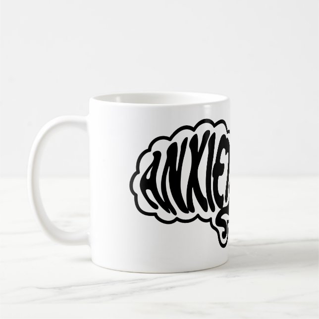 Caneca De Café Cérebro de Ansiedade Personalizável (Esquerda)