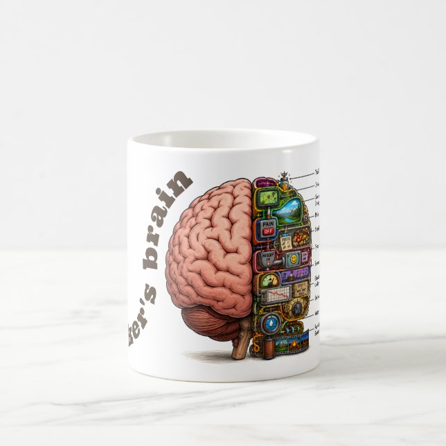 Caneca De Café Cérebro de Mochileiro engraçado (Centro)