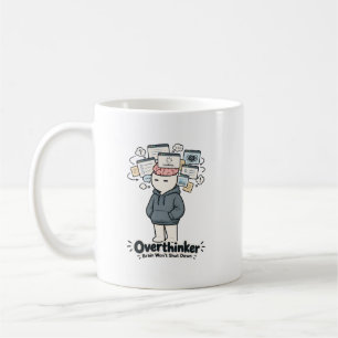 Caneca De Café Cérebro de Pensador Excessivo Não Desliga Meme Eng