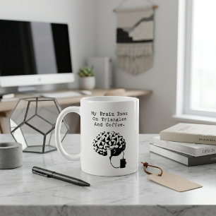 Caneca De Café Cérebro Funciona Com Triângulos Café Amante Da Geo