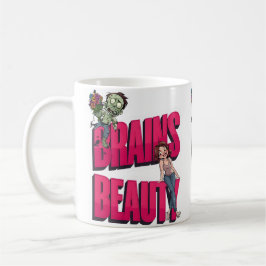 Caneca De Café Cérebros e Beleza - Design de Humor Zombie