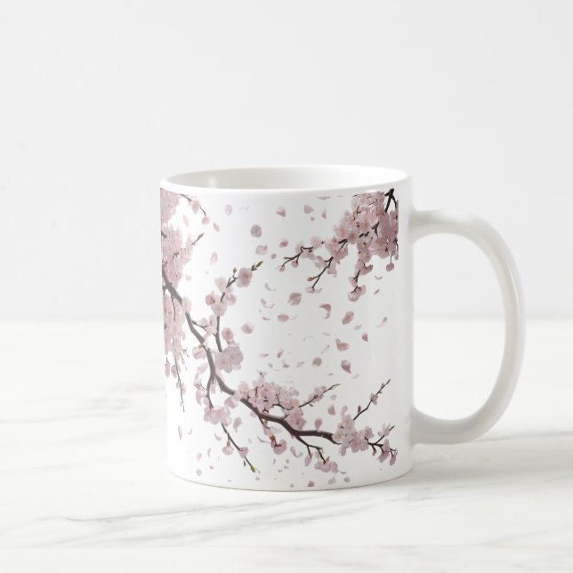 Caneca De Café Cereja Blossom Breeze - Floral Clássica Elegante (Direita)
