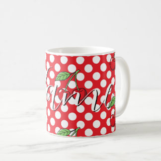 Caneca de Café Cereja e Bolinhas Retro
