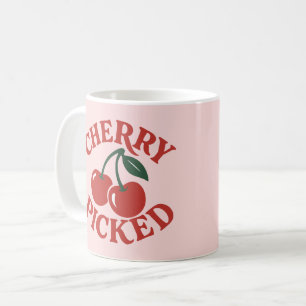 Caneca De Café Cereja Escolhida a Dedo Gráfico de Fruta Retro na 