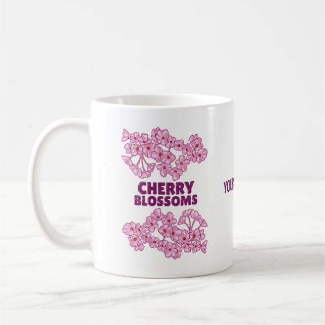 Caneca De Café Cereja rosa floresce (Esquerda)