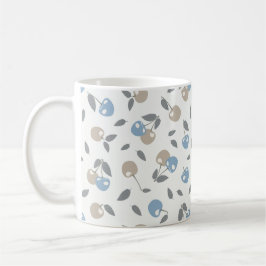 Caneca De Café Cerejas da Praia Boho - padrão de frutas azul bege