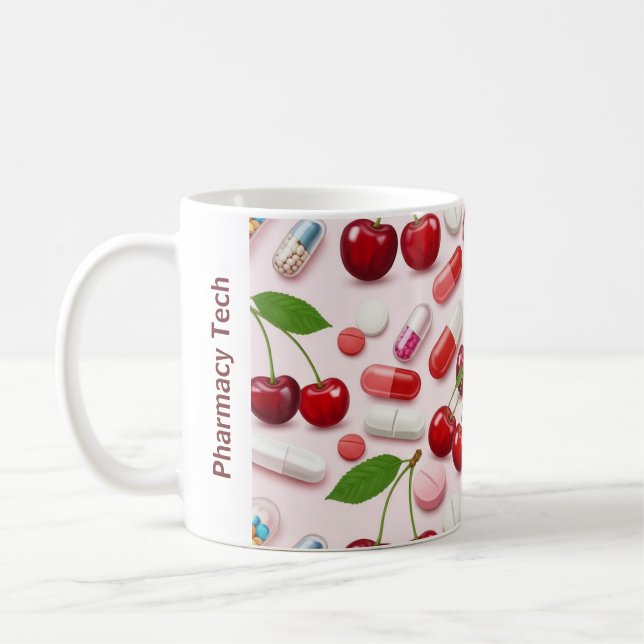 Caneca De Café Cerejas de Mug Pink de Farmácia Personalizadas (Esquerda)