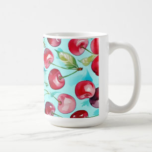 Caneca De Café Cerejas doces arte de cereja aquarela colorida