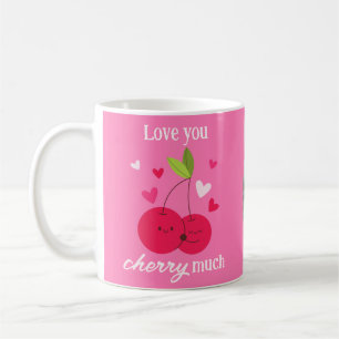 Caneca De Café Cerejas Fofas Amam Corações Foto Dia dos Namorados