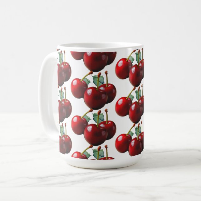 Caneca De Café Cerejas Retro frescas colhidas (Frente Esquerda)