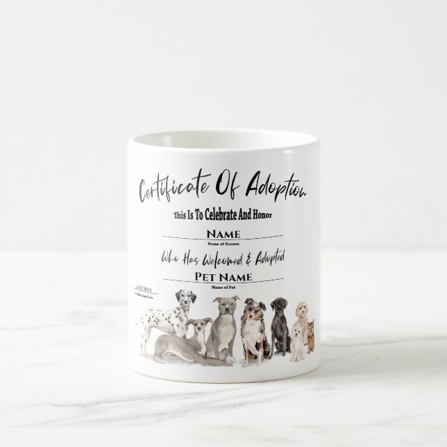 Caneca De Café Certificado de Adoção de Cão-Papoeira-Papoila-Cach (Centro)