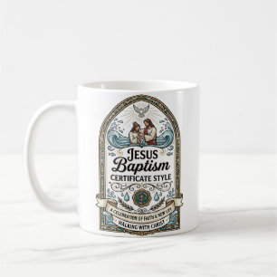 Caneca De Café Certificado de Batismo de Jesus Estilo Certificado