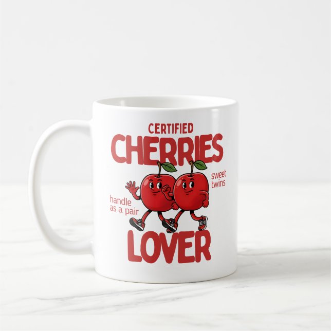 Caneca De Café Certified Cherries Lover Mug Sweet Twins Gift (Esquerda)