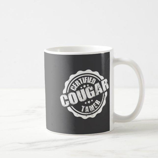 Caneca De Café Certified Cougar Tamer Funny Mens Cougar Tamer  (Direita)