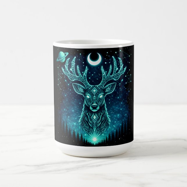 Caneca De Café Cervo Celestial – Galáxia da Vida Selvagem Graça E (Centro)