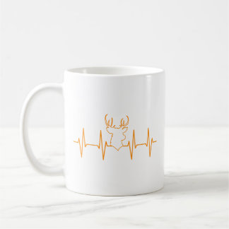 Caneca De Café Cervo Coração Batendo Cervo Engraçado Caça Para Ca