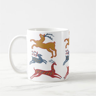 Caneca De Café Cervo da Arte Popular Americana Vintage em Cor Per