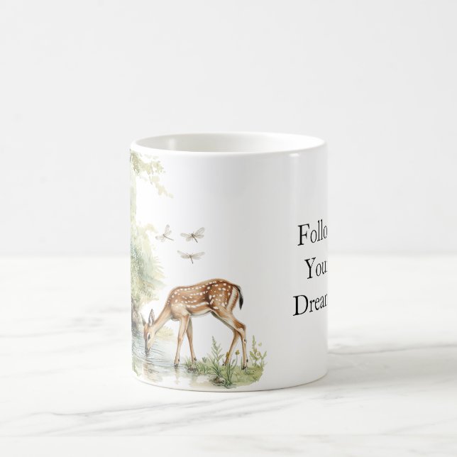 Caneca De Café Cervos Libélulas Sonham (Centro)