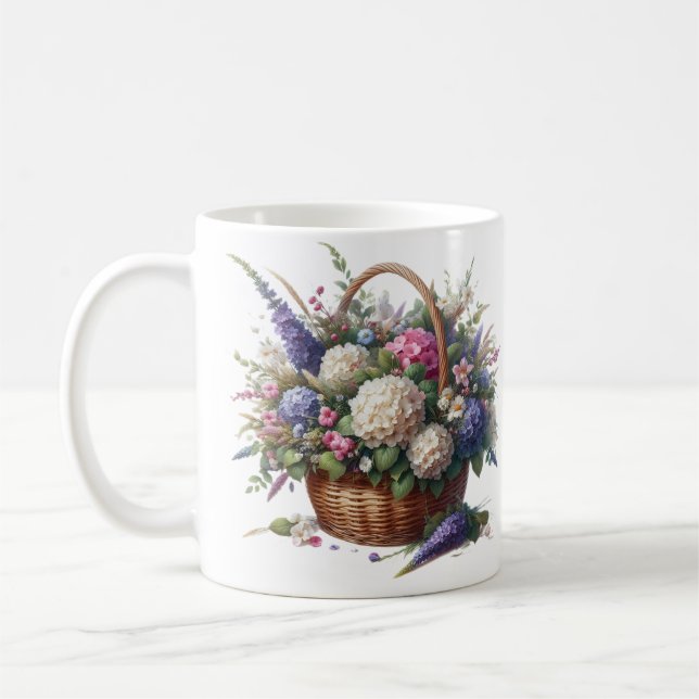 Caneca De Café Cesta Cheia De Flores (Esquerda)
