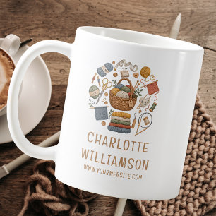 Caneca De Café Cesta de Fio Personalizada para Amantes de Tricô e