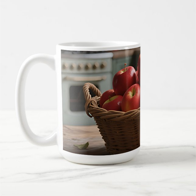 Caneca De Café Cesta de Maçãs Vermelhas (Esquerda)