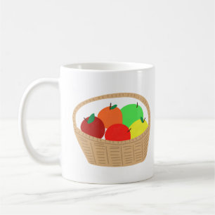 Caneca De Café Cesta de Vime de Frutas Frescas Coloridas
