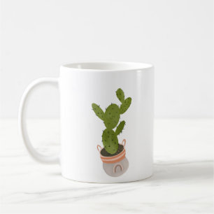 Caneca De Café Cesta Desenhada à Mão com Chuva de Cacto