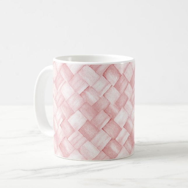 Caneca De Café Cesta Tecida Rosa (Frente Esquerda)