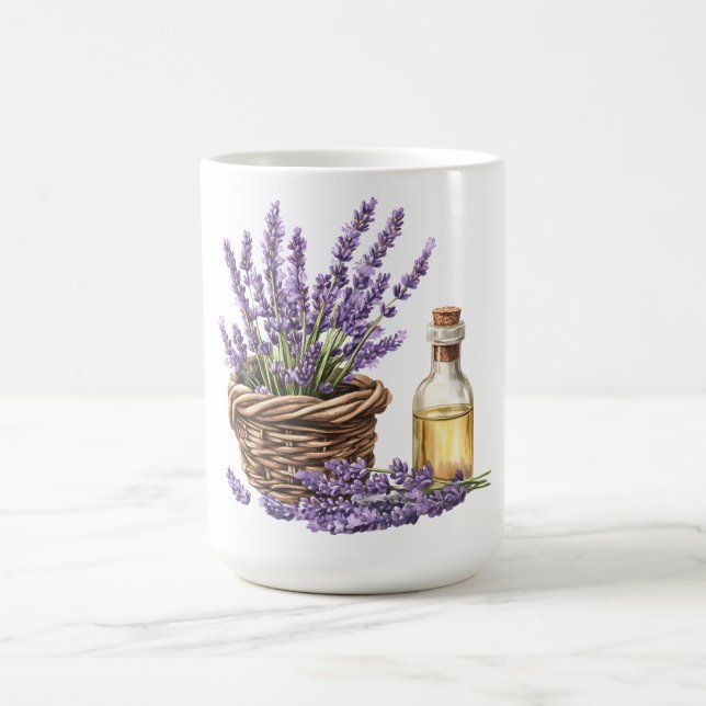 Caneca De Café Cesto de Lavanda em Aquarela (Centro)