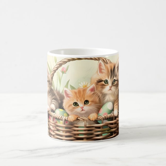 Caneca De Café Cesto de Páscoa do gatinho primavera (Centro)