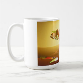 Caneca De Café Cesto de vidro com frutas e borboleta   