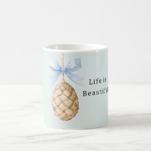 Caneca De Café Cesto Tecido Ovo Arco Azul