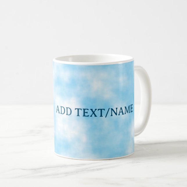 Caneca De Café Céu Azul e Arte em Nuvem Personalizada (Frente Esquerda)