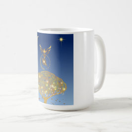 Caneca De Café Céu azul: estrelas, um pássaro e sua árvore ouro