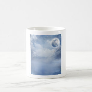 Caneca De Café Céu Azul Mágico com Cisnes Voadoras