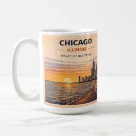 Caneca De Café Céu da Linha de Chicago Route 66 Vibração do Café