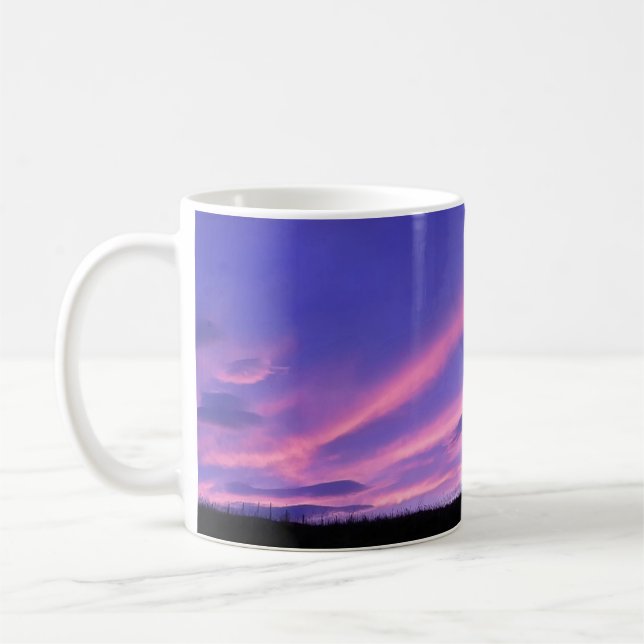 Caneca De Café Céu do Crepúsculo de Lavanda Cena Serena do Pôr do (Esquerda)